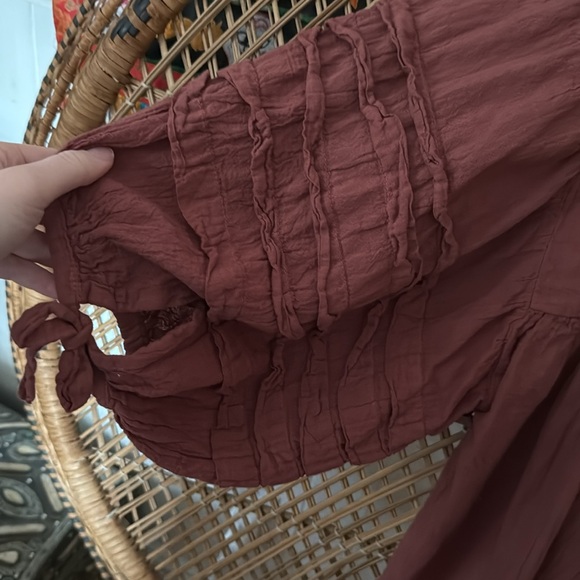 Vintage 1970s Mexico Cotton Gauze Balloon Sleeve Babydoll Blouse M - Picture 3 of 8